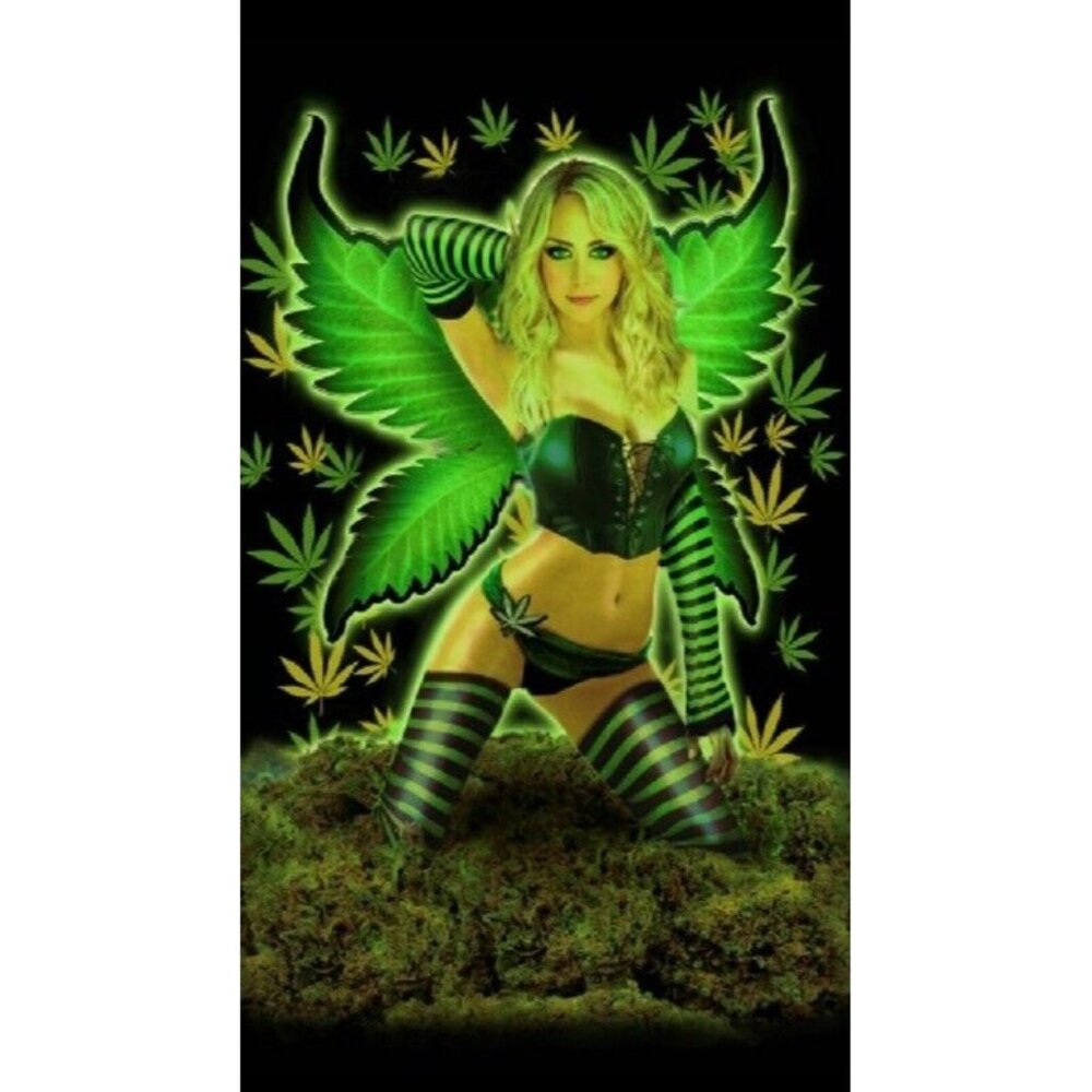 New Weed Fairy Woman Beach Bath Pool Gift Towel Pot Leaf Green Leaves Sexy Photo